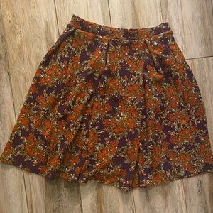 LuLaRoe Madison Skirt, Purple with Rust and Gold Flowers